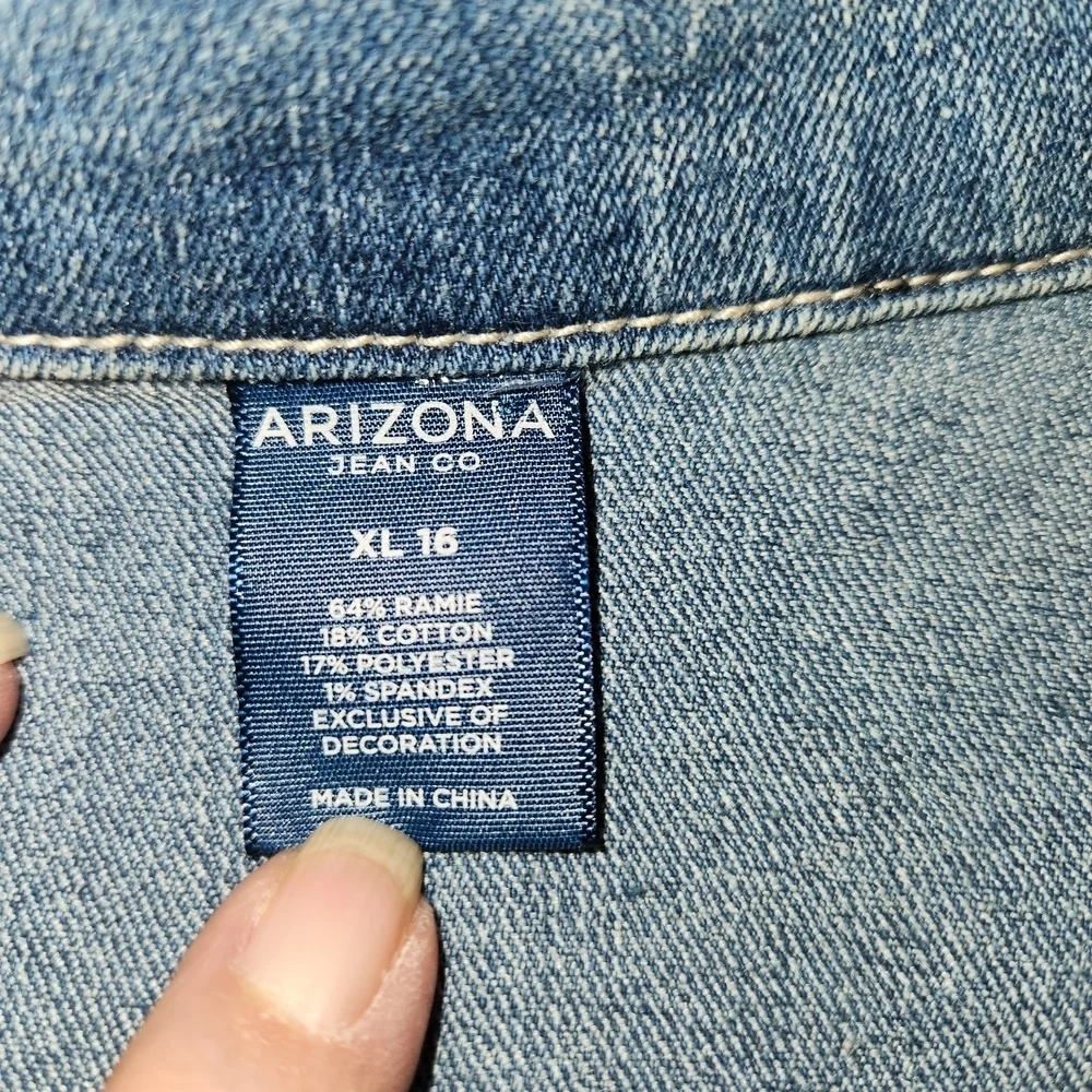 Arizona Jean Co Girls Wild Child Denim Jacket Size XL/16 Embroidery Front & Back
